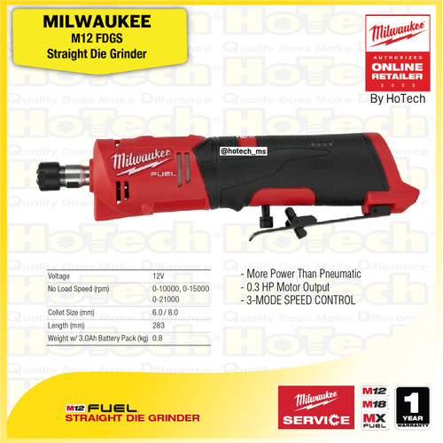 [EZM.5600424] MILWAUKEE M12 FDGS | Straight Die Grinder | Gerinda 12V (Unit Only)