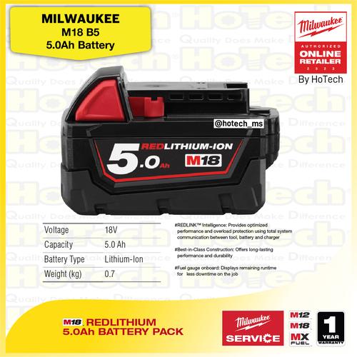 [EZM.5600440] MILWAUKEE | M18B5 REDLITHIUM 5.0Ah Battery Pack | Battery Charger