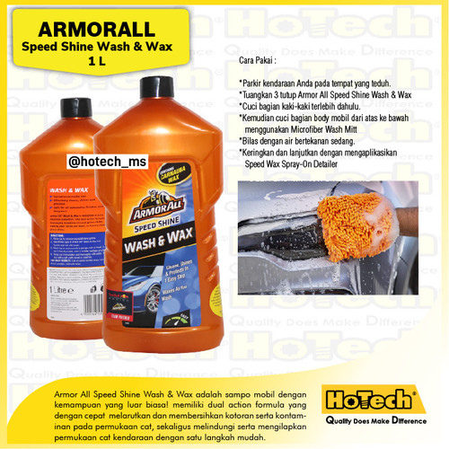 [EZM.5600453] Armor All Speed Shine Wash&Wax 1L Shampo Sabun Cuci Mobil Motor Sepeda