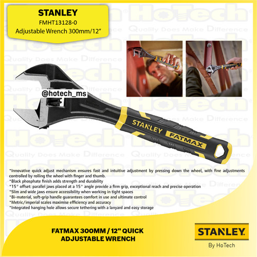 [EZM.5600460] STANLEY FMHT13128-0 Bi-material Adj. Wrench 12" 300mm Kunci Ring Pas