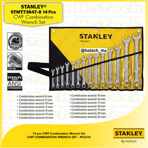 [EZM.5600465] STANLEY STMT73647-8 | 14 pcs CWF Combination Wrench Set | Kunci Ring