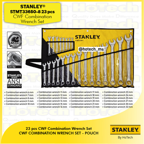 [EZM.5600466] STANLEY STMT33650-8 | 23 pcs CWF Combination Wrench Set | Kunci Ring