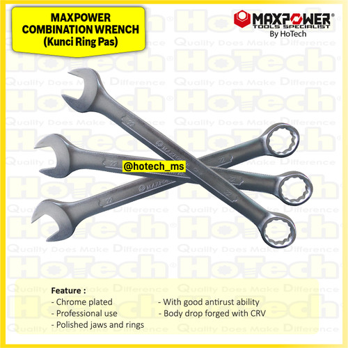[EZM.5600474] MAXPOWER Combination Wrench | Kunci Ring Pas | size 32 mm - 65mm