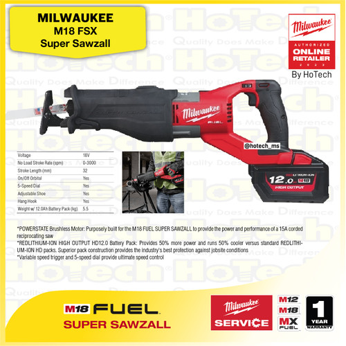 [EZM.5600479] MILWAUKEE M18 FSX | Super Sawzall | Mesin Gergaji Listrik (unit Only)