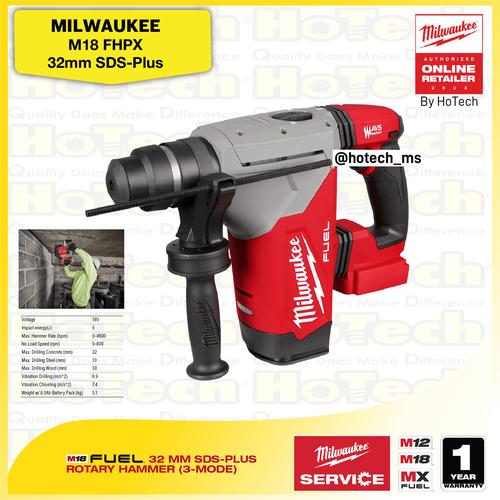 [EZM.5600480] MILWAUKEE M18 FHPX | 32 MM SDS-Plus Rotary Hammer (unit Only)