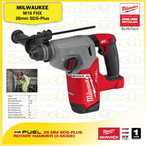 [EZM.5600481] MILWAUKEE M18 FHX | 26mm SDS Plus Rotary Hammer (unit Only)
