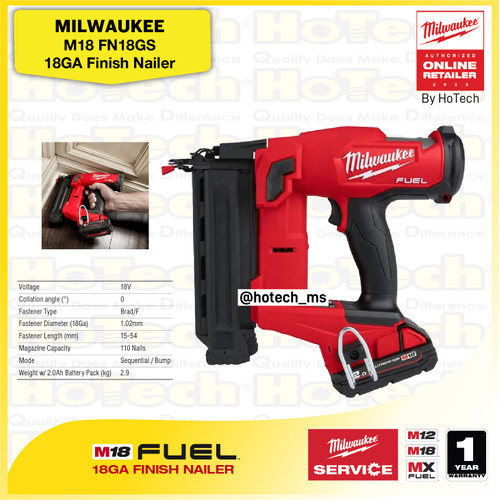 [EZM.5600503] MILWAUKEE M18 FN18GS-0X0 | 18GA Mesin Pemasang Paku (Unit Only)