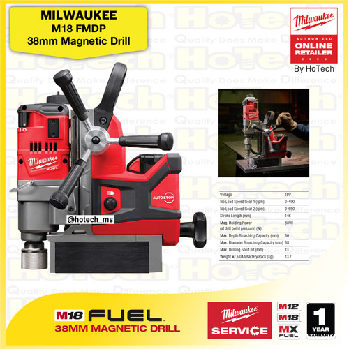 [EZM.5600504] MILWAUKEE M18 FMDP | 38mm Magnetic Drill | Mesin Drill (Unit Only)
