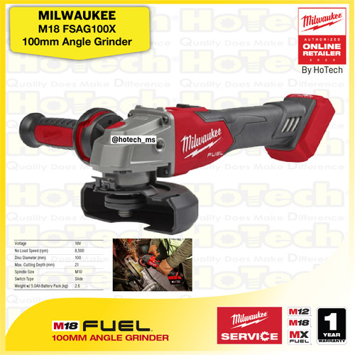 [EZM.5600505] MILWAUKEE M18 FSAG100X | Gerinda 18V | Mesin Gerinda (Unit Only)