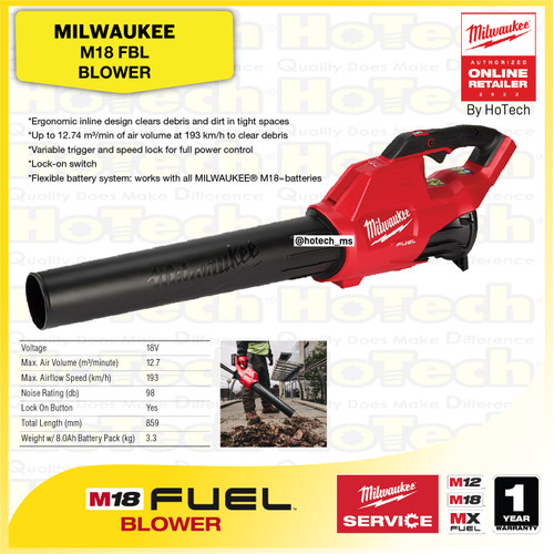 [EZM.5600506] MILWAUKEE M18 FBL | 18V Blowers Machine | Mesin Blower (unit Only)