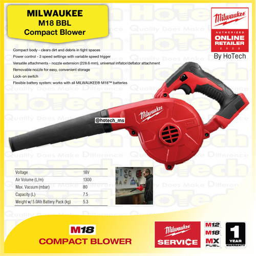 [EZM.5600508] MILWAUKEE M18 BBL | Blower 18V | Compact Blower | Blower (Unit Only)