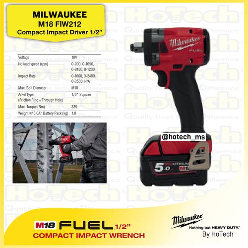 [EZM.5600511] MILWAUKEE | M18 FIW212 Compact Impact Wrench 1/2" (Unit Only)