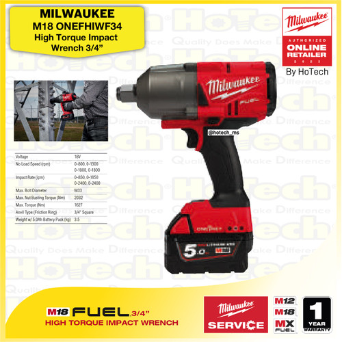 [EZM.5600514] MILWAUKEE | Impact Wrench 3/4" M18 ONEFHIWF34 | Torque Impact