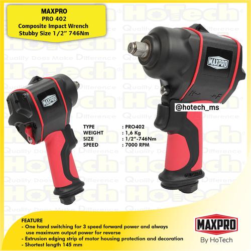 [EZM.5600549] Composite Impact Wrench Stubby | Bor PRO 402Size 1/2" 746Nm | Maxpro