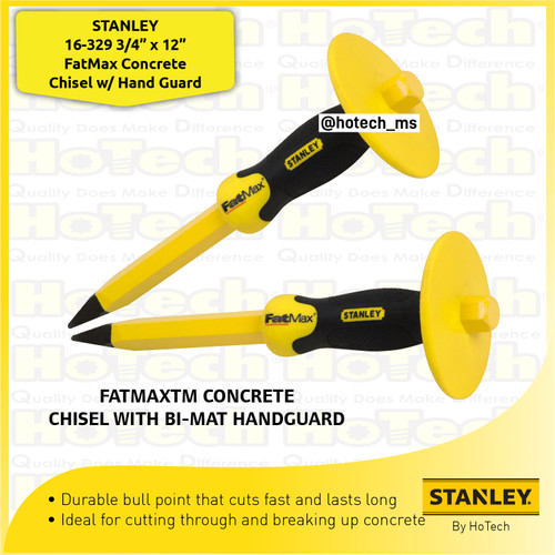 [EZM.5600571] STANLEY 16-329 3/4” x 12” FatMax Concrete Chisel w/ Hand Guard|Pahat