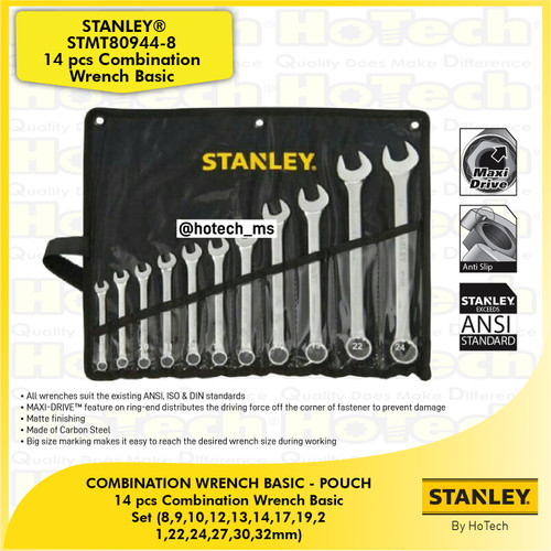 [EZM.5600578] STANLEY | STMT80944-8 14 pcs Combination Wrench Set | Kunci Pas