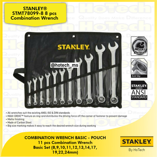[EZM.5600579] STANLEY | STMT80942-8 11 pcs Combination Wrench Basic Set | Kunci Pas