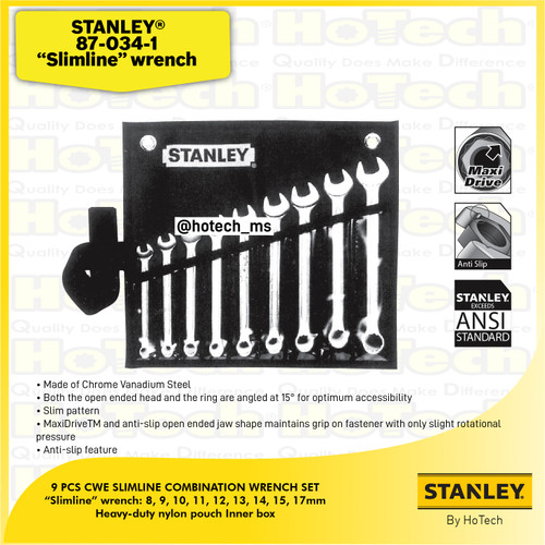 [EZM.5600582] STANLEY | 87-034-1 Combinantion Wrench 9 Pcs CWE | Kunci Pas