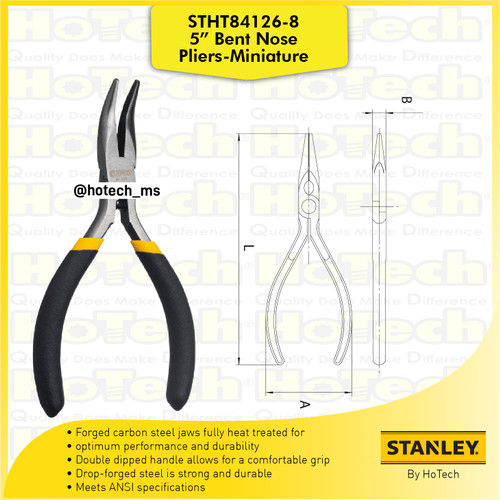 [EZM.5600585] STANLEY | STHT84126-8 5” Bent Nose Pliers-Miniature | Tang
