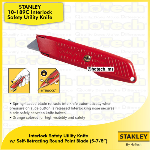 [EZM.5600588] STANLEY | Cutter 10-189C Interlock Safety Utility Knife | Pisau Interlock