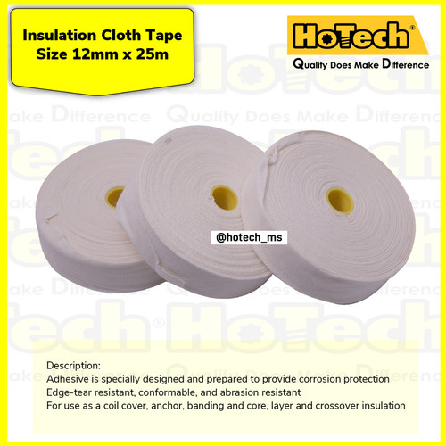 [EZM.5600593] Insulation Cloth Tape Size 12 mm x 25 meter per Roll | Isolasi Listrik