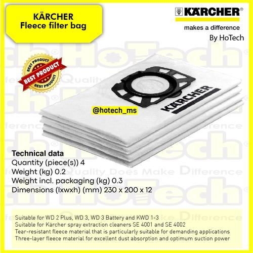 [EZM.5600598] Karcher Fleece Filter Bags | Filter Bag For Vacuum Cleaner