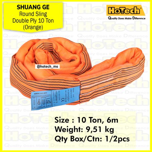 [EZM.5600602] SHUANG GE Round Sling Double Ply 10 Ton 6m (Orange) | Tali Katrol