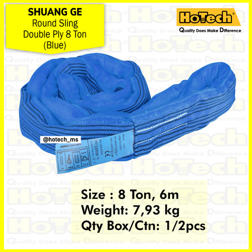 [EZM.5600604] SHUANG GE Round Sling Double Ply 8 Ton 6m (blue) | Tali Katrol