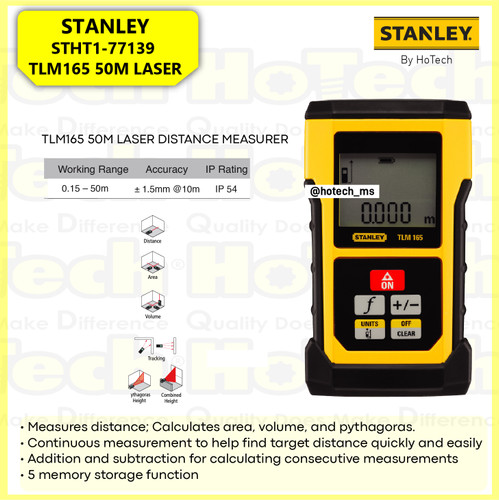 [EZM.5600624] STANLEY STHT1-77139 TLM165 50M LASER | PENGUKUR DIMENSI