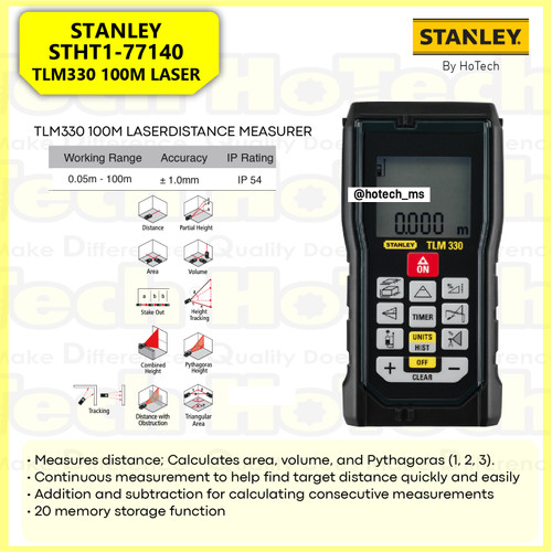 [EZM.5600625] STANLEY STHT1-77140 TLM330 100M LASER | PENGUKUR DIMENSI