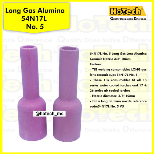 [EZM.5600645] Long Gas Lens Alumina Ceramic Nozzle 7/16'' 54N17L No. 5 For Tig Torch