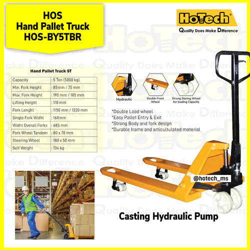 [EZM.5600649] HAND PALLET TRUCK 5 TON HOS-BY5TBR | HOS | Hand Pallet 5 TON