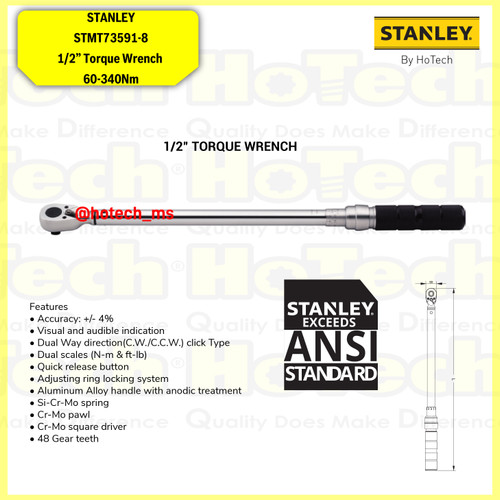 [EZM.5600653] STANLEY|STMT73591-8 1/2” Torque Wrench 60-340 Nm|Kunci Shock