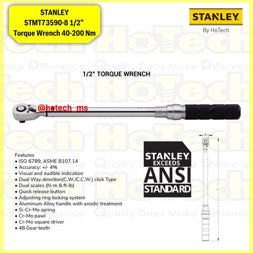 [EZM.5600654] STANLEY|STMT73590-8 1/2” Torque Wrench 40-200 Nm|Kunci