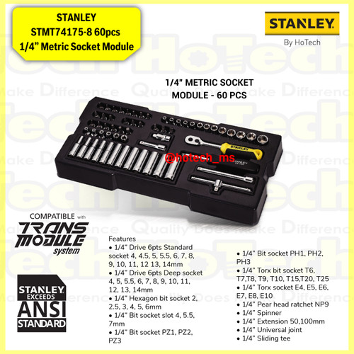 [EZM.5600679] STANLEY|STMT74175-8 60pcs 1/4” Metric Socket Module|wrench