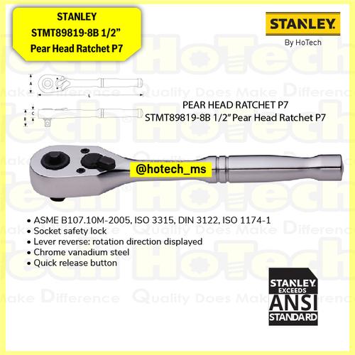 [EZM.5600680] STANLEY|STMT89819-8B 1/2” Pear Head Ratchet P7|Kunci Shock