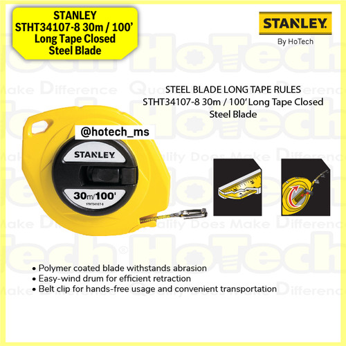 [EZM.5600688] STANLEY|STHT34107-8 30m / 100’ Long Tape Closed Steel Blade|Meteran