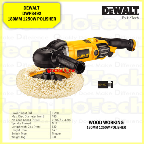 [EZM.5600694] DEWALT | DWP849X | 180MM 1250W POLISHER | MESIN PEMOLES