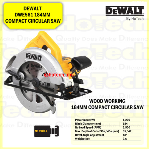 [EZM.5600698] DEWALT | DWE561 | 184MM COMPACT CIRCULAR SAW | MESIN GERGAJI