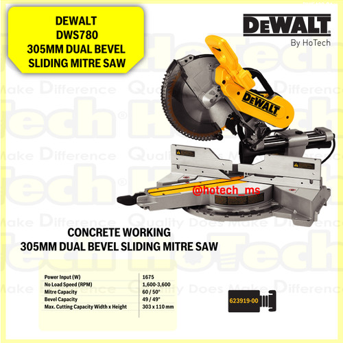 [EZM.5600700] DEWALT | DWS780 | 305MM DUAL BEVEL SLIDING MITRE SAW | GERGAJI