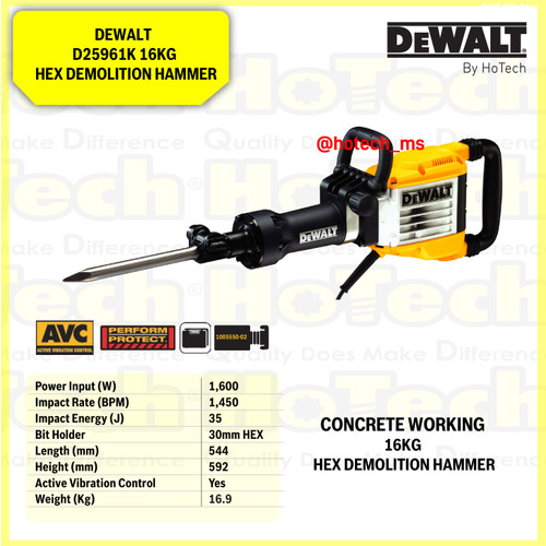 [EZM.5600701] DEWALT | D25961K | 16KG HEX DEMOLITION HAMMER | MESIN BOBOK