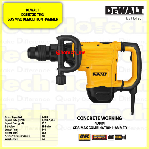 [EZM.5600703] DEWALT | D25872K | 7KG SDS MAX DEMOLITION HAMMER | MESIN BOBOK