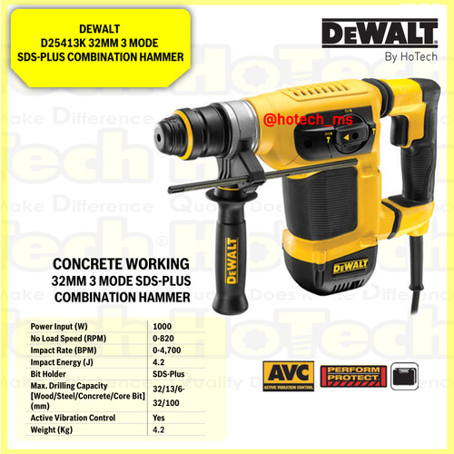 [EZM.5600705] DEWALT - D25413K - 32MM 3 MODE SDS-PLUS COMBINATION HAMMER