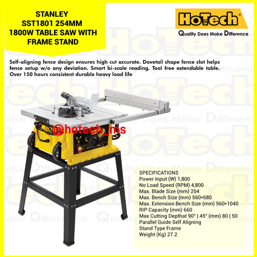 [EZM.5600740] STANLEY |SST1801|TABLE SAW WITH FRAME STAND 254MM 1800W