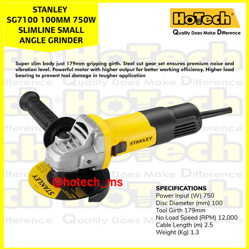 [EZM.5600741] STANLEY SG7100 750W |100MM| SLIMLINE SMALL ANGLE GRINDER