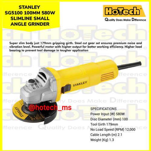 [EZM.5600742] STANLEY|580W-100MM |SG5100 |SLIMLINE SMALL ANGLE GRINDER