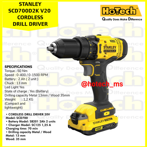 [EZM.5600746] STANLEY |SCD700D2K|BOR V20 CORDLESS DRILL DRIVER