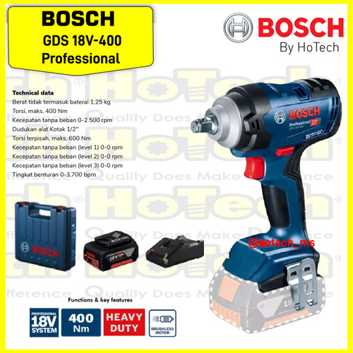 [EZM.5600747] BOSCH GDS 18V-400 PROFESSIONAL - IMPACT WRENCH TANPA KABEL