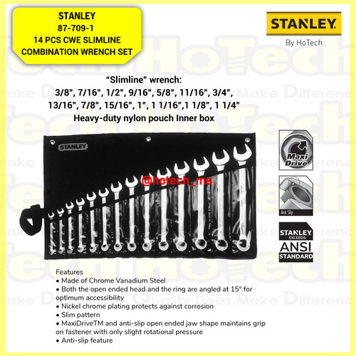 [EZM.5600765] STANLEY Tool KIT Set | 87-709-1 14 Pcs CWE Slimline Combination Wrench