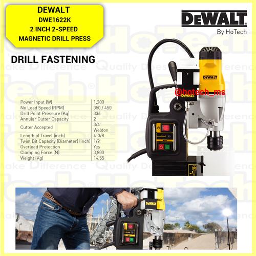 [EZM.5600774] DEWALT DWE1622K-B1 2 Speed Magnetic Drill Press 50mm